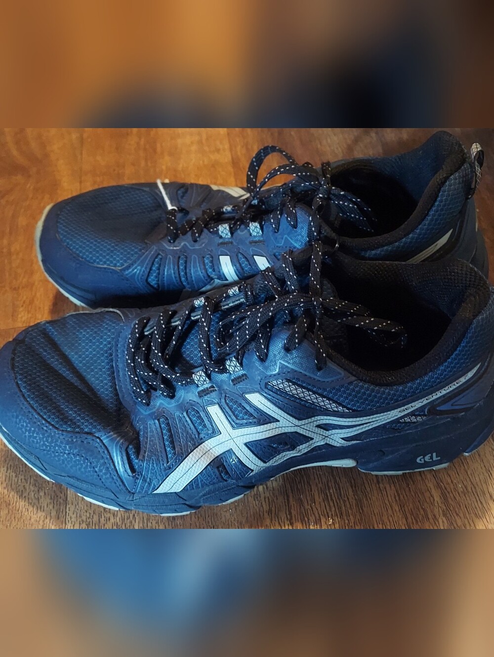 Asics Dark Blue Athletic Running Shoes with White Accents